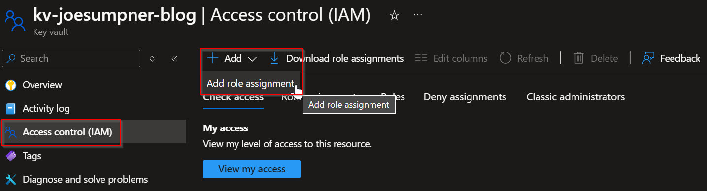 Key vault assign RBAC